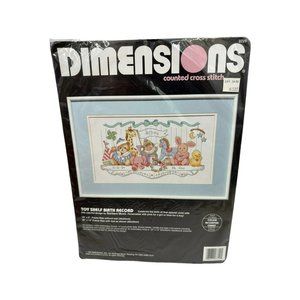 Vintage Dimensions Counted Cross Stitch Top Shelf Birth Record New Baby Gift